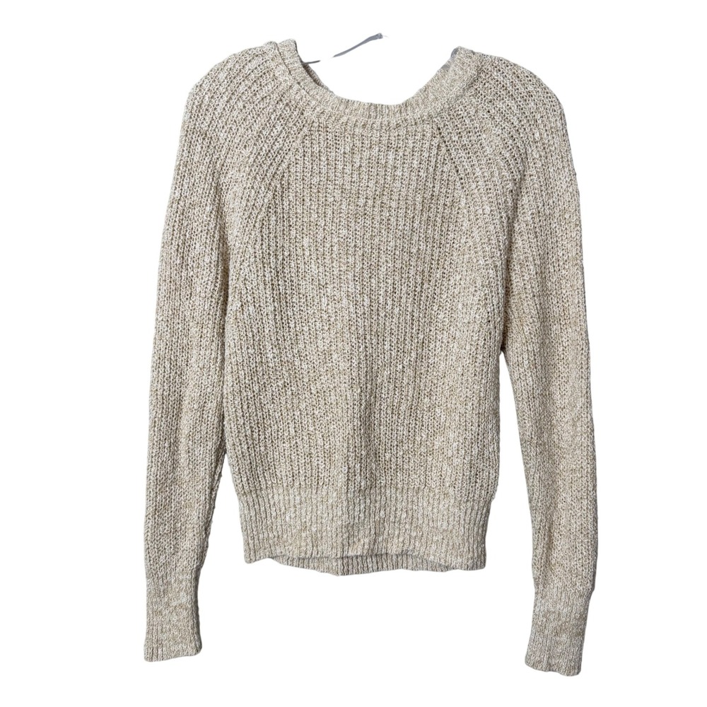 Free People Sweater Womens XS Tan Cotton Linen Blend Raglan Knit Pullover Boho